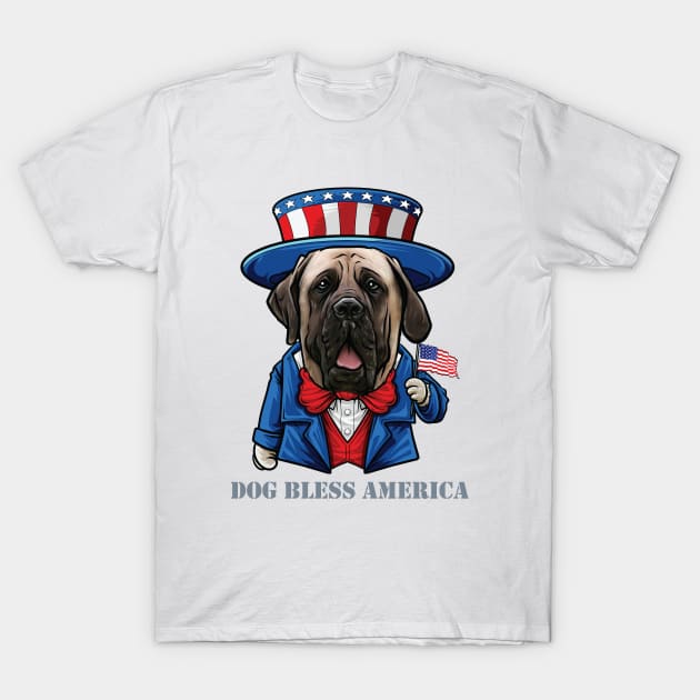 English Mastiff Dog Bless America T-Shirt by whyitsme